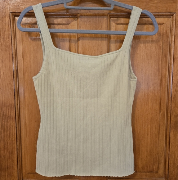 NWT JENNI KAYNE Beige Tan Cream Square Neck Ribbed Tank Top Shirt Medium - Picture 4 of 4